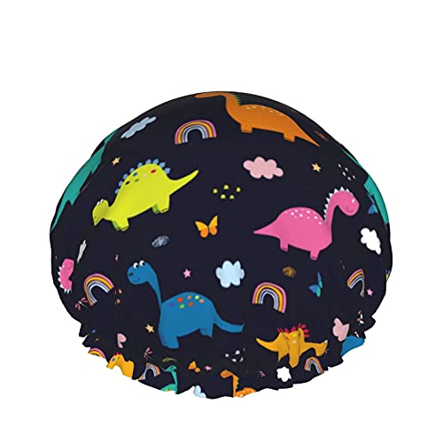 Dinosaurier und Wolken, wiederverwendbar, elastisches Bad, wasserdichte Duschhaube für Damen, Kappen für Mädchen, Spa, Heimgebrauch, Hotel und Friseursalon von Lsjuee