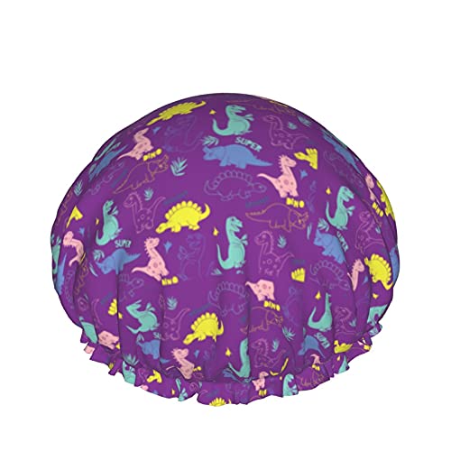 Dinosaurier wiederverwendbare elastische Badekappe wasserdichte Duschhaube für Damen, Kappen für Mädchen Spa Heimgebrauch, Hotel und Friseursalon von Lsjuee