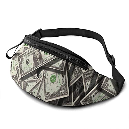 Dollar Money Laufgürteltasche für Männer und Frauen, Hüfttasche, Schultertasche, Schulterrucksack mit verstellbarem Riemen für Reisen, Wandern, Sport von Lsjuee
