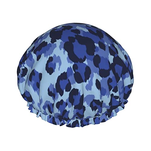 Duschhaube mit Leopardenmuster, für Damen, wiederverwendbar, lange Haarkappen mit elastischem Band, doppellagige Bade-Duschmütze für Erwachsene und Kinder Duschhaube mit Leopardenmuster, für Damen, wiederverwendbar, lange Haarkappen mit elastischem Band, doppellagige Bade-Duschmütze für Erwachsene und Kinder von Lsjuee