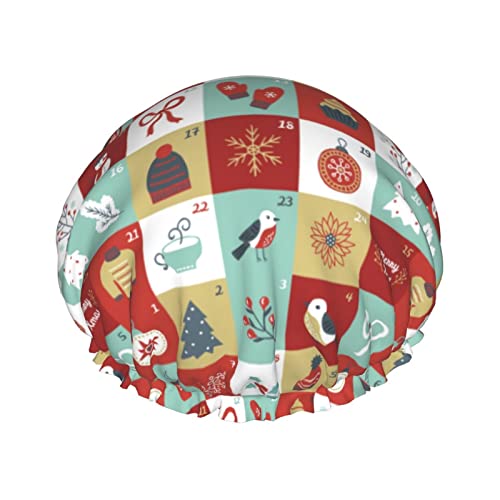 Duschhauben mit Aufschrift „Merry Christmas, wiederverwendbar, Badekappe, elastisch, Bade-Duschhut, weich, wasserdicht, für Haarkappen aller Haarlängen Duschhauben mit Aufschrift „Merry Christmas, wiederverwendbar, Badekappe, elastisch, Bade-Duschhut, weich, wasserdicht, für Haarkappen aller Haarlängen von Lsjuee