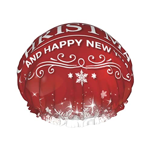 Duschhauben mit Aufschrift „Merry Christmas, wiederverwendbar, Badekappe, elastisch, Bade-Duschhut, weich, wasserdicht, für Haarkappen aller Haarlängen Duschhauben mit Aufschrift „Merry Christmas, wiederverwendbar, Badekappe, elastisch, Bade-Duschhut, weich, wasserdicht, für Haarkappen aller Haarlängen von Lsjuee