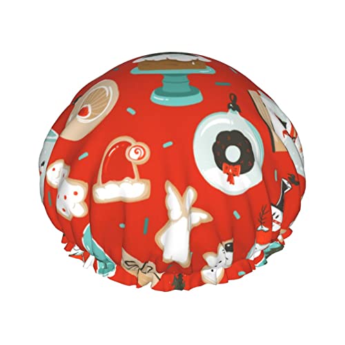 Duschhauben mit Aufschrift „Merry Christmas, wiederverwendbar, Badekappe, elastisch, Bade-Duschhut, weich, wasserdicht, für Haarkappen aller Haarlängen Duschhauben mit Aufschrift „Merry Christmas, wiederverwendbar, Badekappe, elastisch, Bade-Duschhut, weich, wasserdicht, für Haarkappen aller Haarlängen von Lsjuee