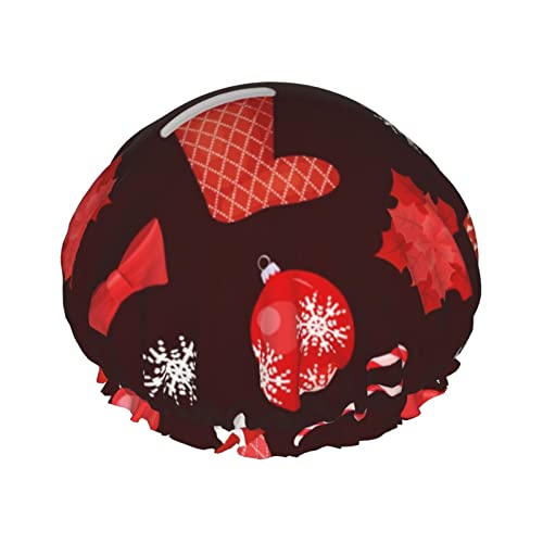 Duschhauben mit Aufschrift „Merry Christmas, wiederverwendbar, Badekappe, elastisch, Bade-Duschhut, weich, wasserdicht, für Haarkappen aller Haarlängen Duschhauben mit Aufschrift „Merry Christmas, wiederverwendbar, Badekappe, elastisch, Bade-Duschhut, weich, wasserdicht, für Haarkappen aller Haarlängen von Lsjuee