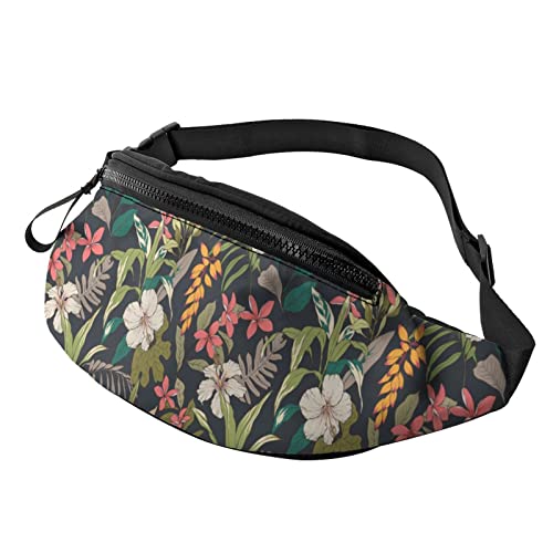 Fanny-Packs mit tropischen Blumenblättern für Damen und Herren, leichte, lässige Sport-Hüfttasche für Outdoor-Workout, Reisen, Laufen, Radfahren von Lsjuee