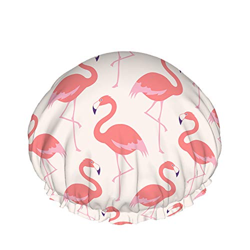 Flamingo Duschhaube Wasserabweisender Badehut Wiederverwendbares strapazierfähiges elastisches Polyester für Männer Frauen 4,3 x 10,6 Zoll von Lsjuee