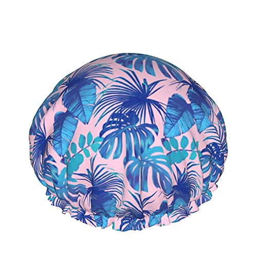 Floral Tropical Palm wiederverwendbare elastische Badekappe wasserdichte Duschhaube für Damen, Kappen für Mädchen Spa Heimgebrauch, Hotel und Friseursalon von Lsjuee