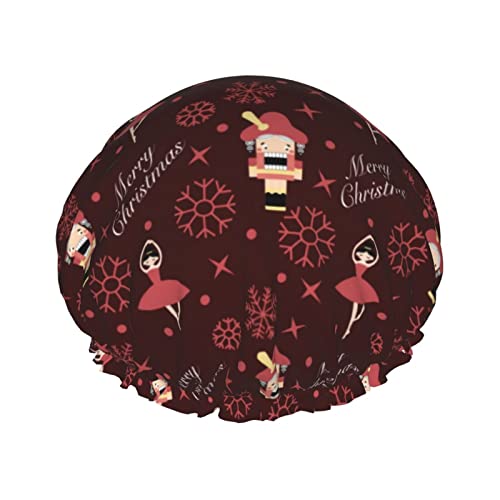 Frohe Weihnachten 2023 Duschhaube Damen Wiederverwendbare lange Haarkappen mit elastischem Band Doppelschicht Bade-Duschhut für Erwachsene Kinder von Lsjuee