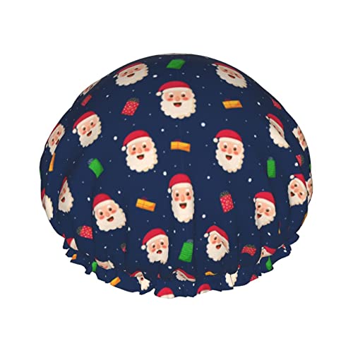 Frohe Weihnachten Duschhaube für Damen, wiederverwendbar, lange Haarkappen mit Gummiband, doppellagig, Bade-Duschhut für Erwachsene und Kinder von Lsjuee