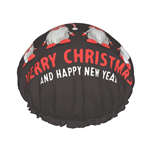 Frohe Weihnachten Duschhaube für Damen, wiederverwendbar, lange Haarkappen mit Gummiband, doppellagig, Bade-Duschhut für Erwachsene und Kinder von Lsjuee