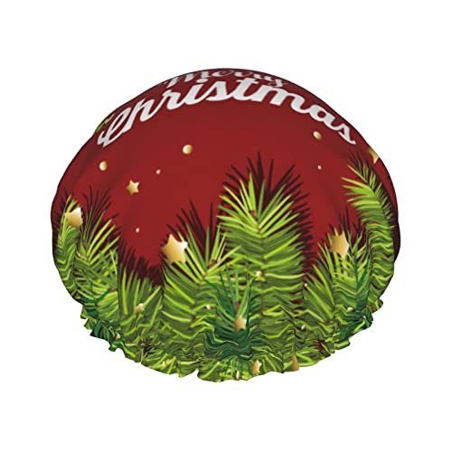 Frohe Weihnachten und ein glückliches neues Jahr 2023, Duschhaube für Damen, wiederverwendbar, lange Haarkappen mit elastischem Band, doppellagige Bade-Duschmütze für Erwachsene und Kinder von Lsjuee