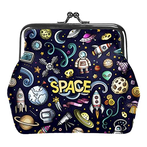 Geldbörse mit Cartoon-Weltraum-Raumschiff-Muster und Schnalle von Lsjuee