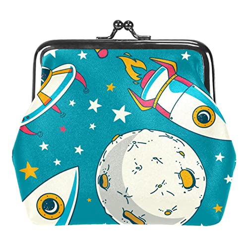Geldbörse mit Cartoon-Weltraum-Universum-Raketen-Schnalle von Lsjuee