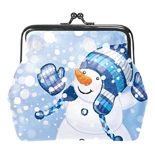Geldbörse mit Kleiner Schnalle, niedlicher Weihnachts-Schneemann-Winterbeutel, Kleingeldbörse mit Kussverschluss von Lsjuee