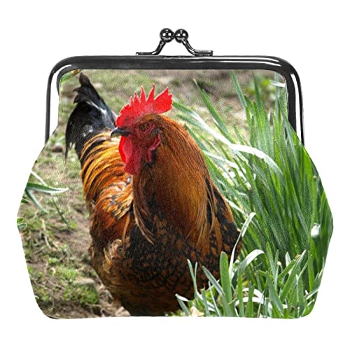 Geldbörse mit Tiermotiv, Motiv: Huhn, Hahn, Hahn, Geflügel, Geldbörse, Geldbörse, Tasche, Kleingeldbeutel, Geschenke für Frauen, Kinder, Mädchen, Schlüsselhalter von Lsjuee