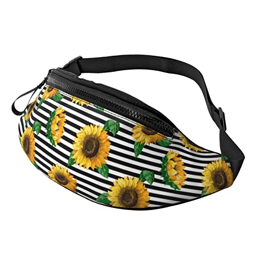 Gestreifte Sonnenblumen-Lässige Gürteltasche für Männer und Frauen, verstellbare Gürteltasche für Reisen, Wandern, Radfahren, Laufen, Festival, Rave von Lsjuee