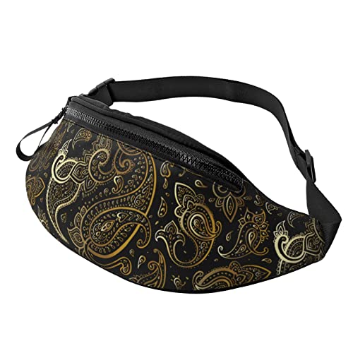 Goldene Paisley Casual Fanny Taille Pack für Männer Frauen verstellbare Gürtel Taille Tasche für Reisen Wandern Radfahren Laufen Festival Rave von Lsjuee