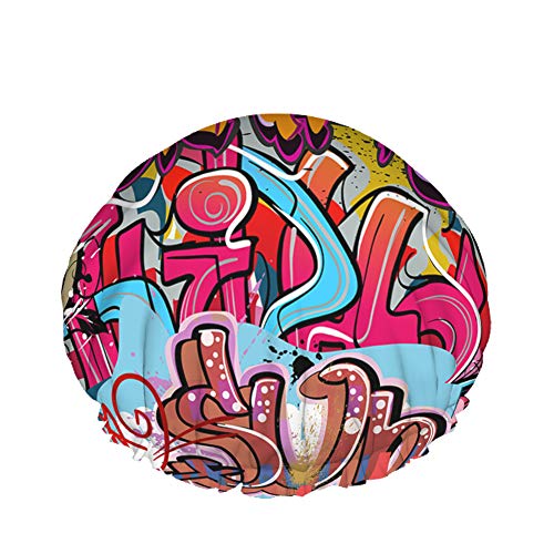 Graffiti-Duschhaube, wasserabweisender Badehut, wiederverwendbar, strapazierfähig, elastisches Polyester, für Männer und Frauen, 4,3 x 10,6 Zoll Graffiti-Duschhaube, wasserabweisender Badehut, wiederverwendbar, strapazierfähig, elastisches Polyester, für Männer und Frauen, 4,3 x 10,6 Zoll von Lsjuee