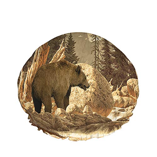 Grizzlybär Duschhaube Wasserabweisender Badehut Wiederverwendbares strapazierfähiges elastisches Polyester für Männer Frauen 4,3 x 10,6 Zoll von Lsjuee