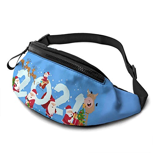 Gürteltasche für Männer und Frauen, 2021 Cartoon-Weihnachtsmann, Hüfttasche mit Gürtel, verstellbare Schultertasche, Umhängetasche, Brusttasche für Reisen, Wandern, Radfahren, Laufen von Lsjuee