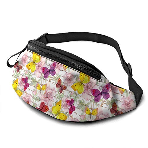 Gürteltasche für Männer und Frauen, Blumen, Schmetterlinge, Vintage, Hüfttasche mit Gürtel, verstellbare Schultertasche, Umhängetasche, Brusttasche für Reisen, Wandern, Radfahren, Laufen von Lsjuee