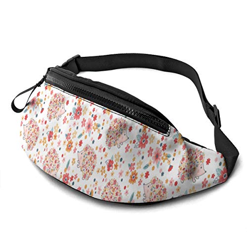 Gürteltasche für Männer und Frauen, Hedgehog Floral Hüfttasche mit Gürtel, verstellbare Schultertasche, Umhängetasche, Brusttasche für Reisen, Wandern, Radfahren, Laufen von Lsjuee