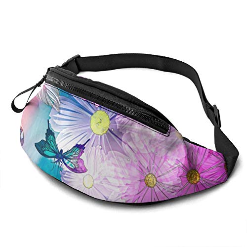 Gürteltasche für Männer und Frauen, Schmetterlinge, Blumen, Hüfttasche mit Gürtel, verstellbare Schultertasche, Umhängetasche, Brusttasche für Reisen, Wandern, Radfahren, Laufen von Lsjuee
