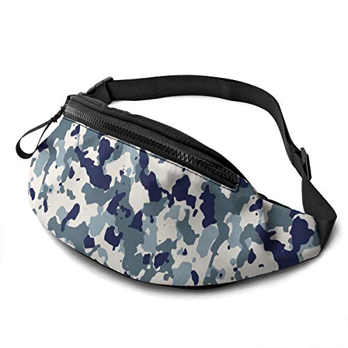 Gürteltasche für Männer und Frauen, blau-weiße Militär-Tarnung, Hüfttasche mit Gürtel, verstellbare Schultertasche, Umhängetasche, Brusttasche für Reisen, Wandern, Radfahren, Laufen von Lsjuee