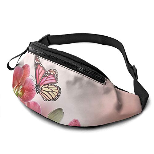 Gürteltasche für Männer und Frauen, tropische Orchideen, Blumen- und Schmetterlings-Hüfttasche mit Gürtel, verstellbare Schultertasche, Umhängetasche, Brusttasche für Reisen, Wandern, Radfahren, Laufe von Lsjuee