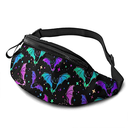 Halloween-Gürteltasche mit Fledermäusen und Sternen für Damen und Herren, modische Hüfttasche, Hüfttasche mit verstellbarem Gürtel für Reisen, Outdoor, Sport, Radfahren, Laufen von Lsjuee