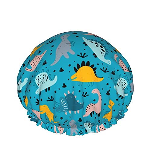 Handgezeichnete Dinosaurier, wiederverwendbar, elastisches Bad, wasserdichte Duschhaube für Damen, Kappen für Mädchen, Spa, Heimgebrauch, Hotel und Friseursalon von Lsjuee