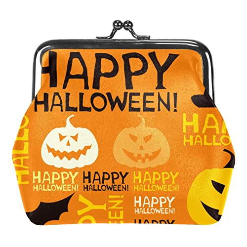 Happy Halloween Kürbis-Lampen-Geldbörse, Vintage-Beutel, Clutch mit Schnalle, Kiss-Lock-Geldbörse mit Verschlussverschluss, Geldbörsen für Damen und Mädchen von Lsjuee