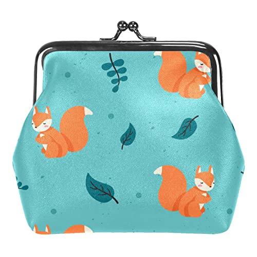 Kleine Geldbörse mit Schnalle, Herbst-Cartoon-Fuchs-Muster, Geldbörse mit Kiss-Lock-Verschluss von Lsjuee