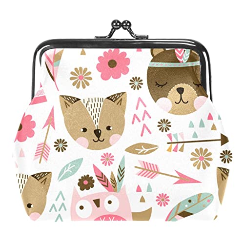 Kleiner Geldbeutel mit Schnalle, rosafarbenes Tiermuster, Kleingeldbeutel mit Kiss-Lock-Verschluss von Lsjuee