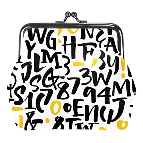 Kleiner Geldbeutel mit Schnalle und Buchstabenmuster, Münzgeldbeutel mit Kiss-Lock-Verschluss von Lsjuee