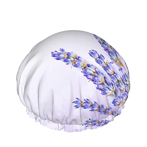 Lavendelblüten Duschhaube Wasserabweisender Badehut Wiederverwendbares strapazierfähiges elastisches Polyester für Männer Frauen 4,3 x 10,6 Zoll von Lsjuee