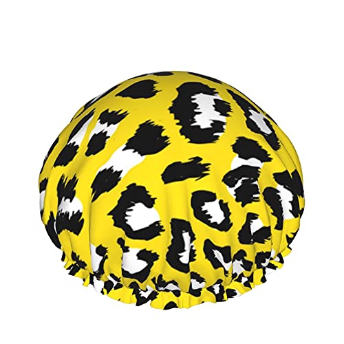 Leopard-Muster-Design, wiederverwendbar, elastisch, wasserdicht, Duschhaube für Damen, Kappen für Mädchen, Spa, Heimgebrauch, Hotel und Friseursalon von Lsjuee