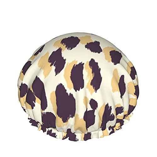 Leopard Skin Spot Wiederverwendbare, elastische, wasserdichte Duschhaube für Damen, Kappen für Mädchen, Spa, Heimgebrauch, Hotel und Friseursalon von Lsjuee