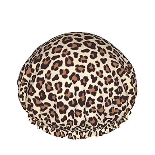 Leopard Spot Fur Textur Wiederverwendbare elastische Badewasserdichte Duschhaube für Damen, Kappen für Mädchen Spa Heimgebrauch, Hotel und Friseursalon von Lsjuee