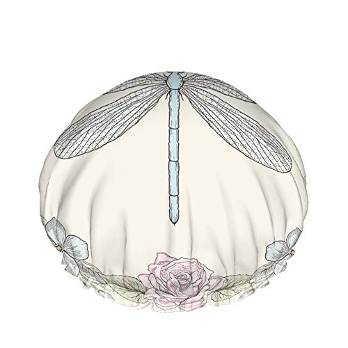 Libelle Duschhaube Wasserabweisender Badehut Wiederverwendbares strapazierfähiges elastisches Polyester für Männer Frauen 4,3 x 10,6 Zoll von Lsjuee