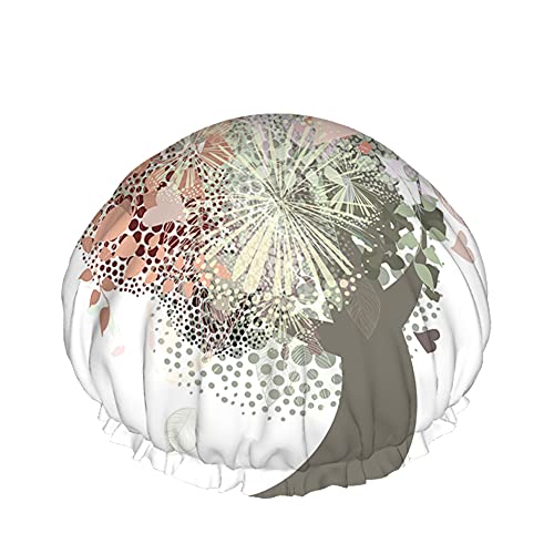 Love Tree Duschhaube Wasserabweisender Badehut Wiederverwendbares strapazierfähiges elastisches Polyester für Männer Frauen 4,3 x 10,6 Zoll von Lsjuee