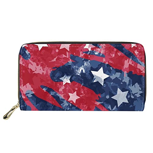 Lsjuee American Flag Tie Dye Print Frauen Reisegeldbörse Lange Brieftasche Kupplung Kreditkartenetui Tasche mit Reißverschluss Handtasche von Lsjuee