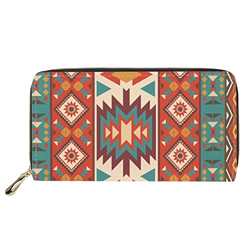 Lsjuee American Southwest Geldbörsen für Frauen mit Reißverschluss Leder Lange Geldbörse Aztec Ethnic Tribal Clutch Geldbörse Reise Kreditkartenhalter Münzfach Geldscheinklammer von Lsjuee