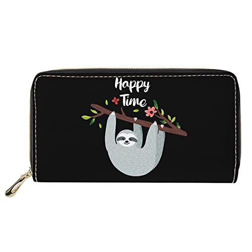 Lsjuee Animal Print Frauen Geldbörse Zip Around Clutch Lange Reise Geldbörse Faultier Print Happy Time Lsjuee Animal Print Frauen Geldbörse Zip Around Clutch Lange Reise Geldbörse Faultier Print Happy Time von Lsjuee
