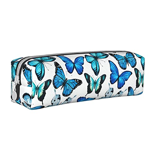 Lsjuee Blue Morpho Butterfly Federmäppchen für Damen, Stifttasche, einfache Tragetasche für Erwachsene, mit glattem Reißverschluss, langlebig, leicht, für Büro, Organizer, Aufbewahrungstasche von Lsjuee