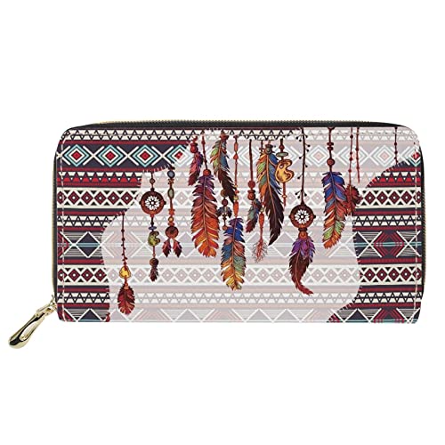 Lsjuee Bürodame, PU-Leder, Lange Geldbörse, Kupplung, Reißverschluss, Geldbörse, ethnisches Tribal-Design, Damen-Clutch, Handtaschen, Boho-Stil von Lsjuee