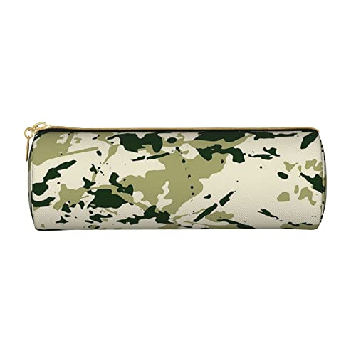 Lsjuee Camo Green Federmäppchen, Stifttasche, Zylinder, kleine Tragetasche für Erwachsene, mit glattem Reißverschluss, einfach, langlebig, leicht, für Büro, Organizer, Aufbewahrungstasche von Lsjuee