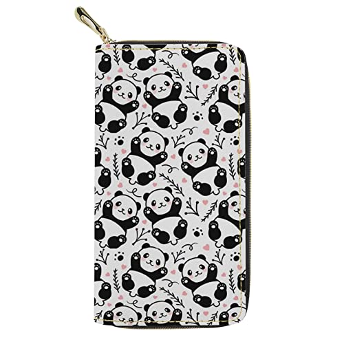 Lsjuee Damen-Geldbörse mit süßem Panda-Print, Pu-Leder, weiche Geldbörse, große Kapazität, Kartenhalter, Geldbörse, Damen, Outdoor-Geldbörse, Handtasche, Clutch von Lsjuee