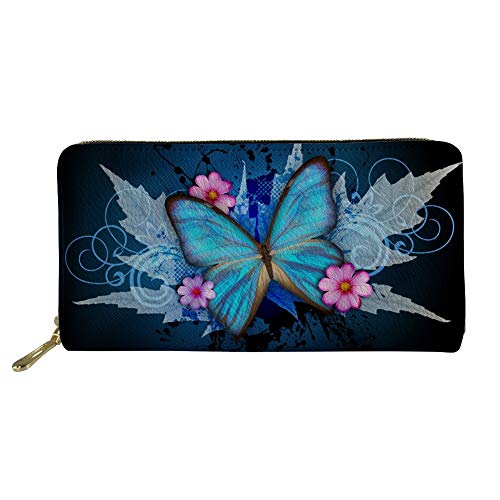 Lsjuee Damen-Reißverschluss-Clutch Lange Geldbörse Multi-Kartenhalter Organizer Geldbörse Handtaschen Schmetterling 1 von Lsjuee