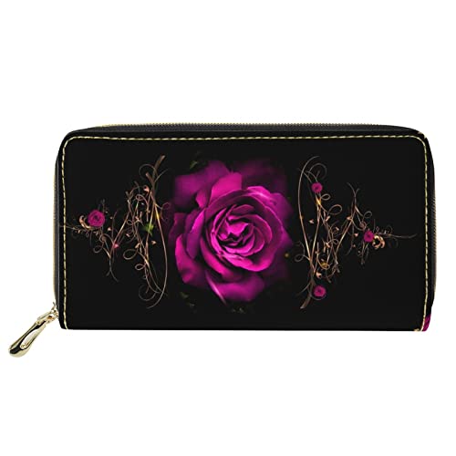 Lsjuee Damen-Reißverschluss-Kupplung, Lange Brieftasche, Multi-Kartenhalter, Organizer, Geldbörse, Handtaschen, Blume, Rose von Lsjuee